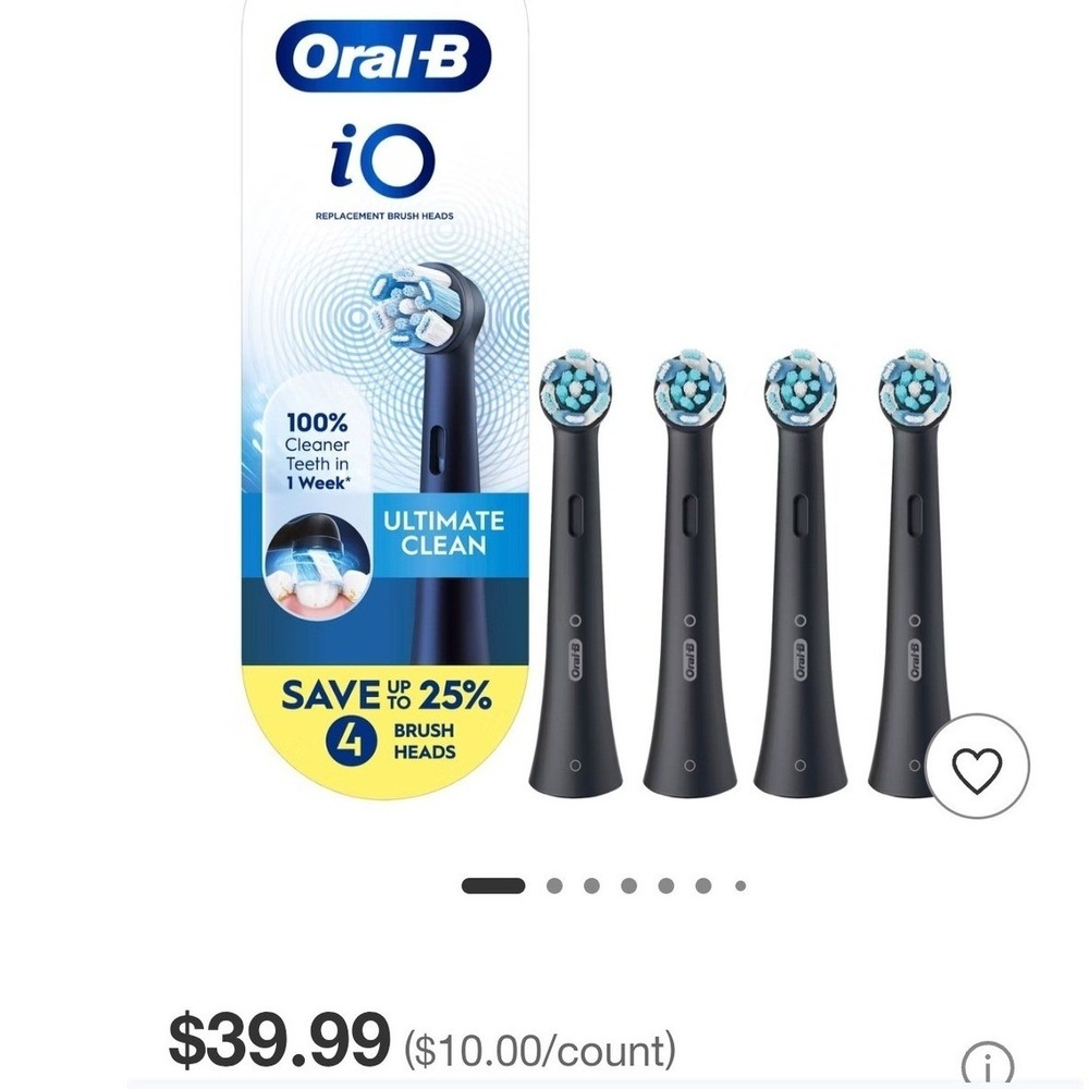 Oral-B iO Ultimate Clean Replacement Brush Heads Black 4 Count Pack